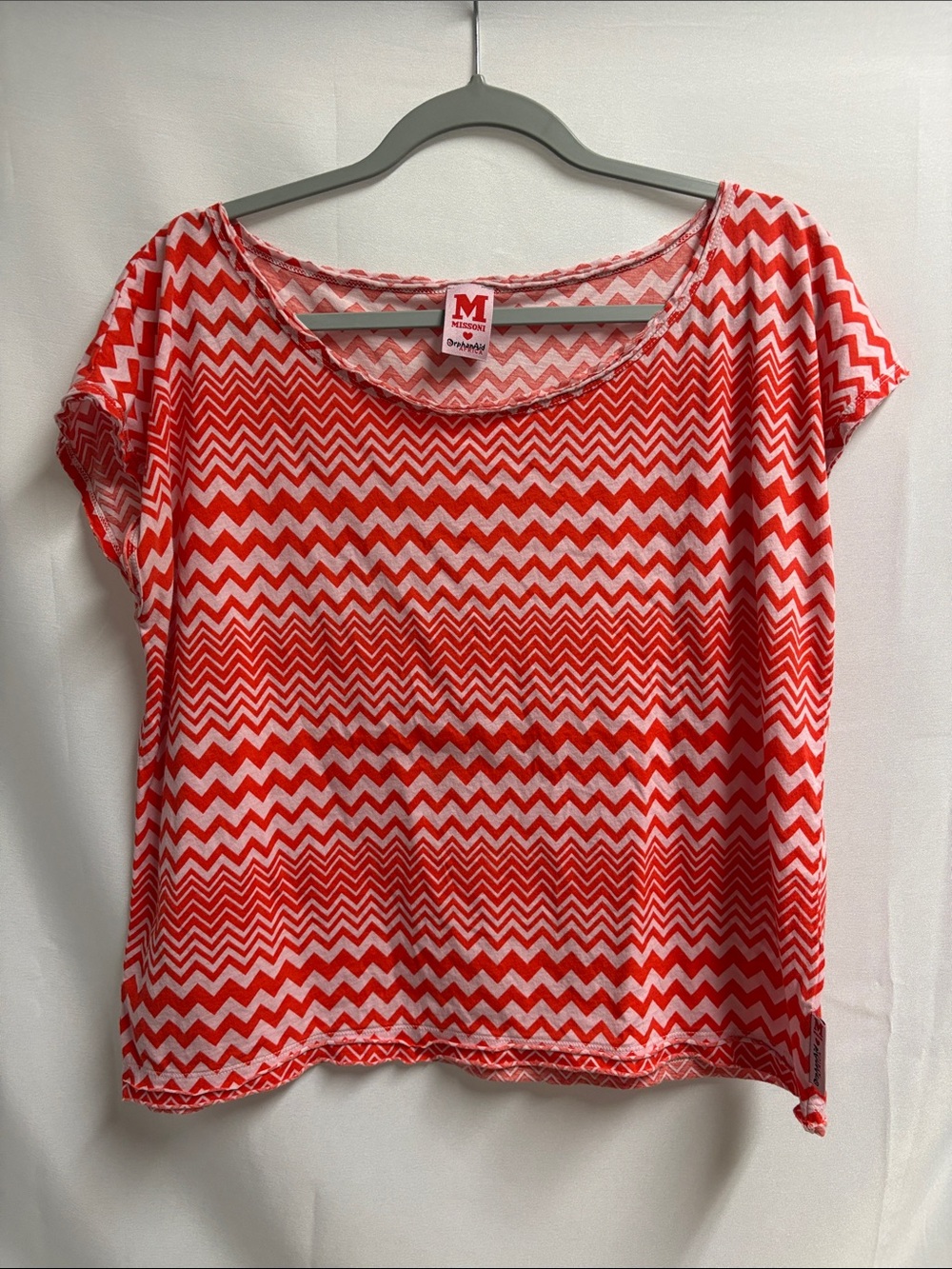 MISSONI x Orphan Aid Cotton Short Sleeve Top Red/White Size Small